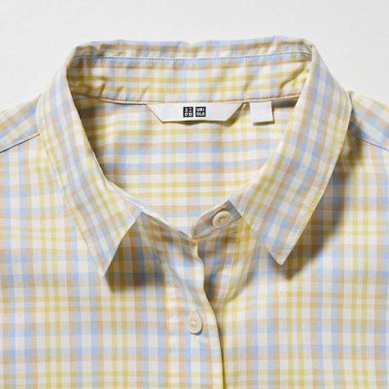 Camisas Uniqlo Cotton Checked Short-Sleeve Mujer Rosas | 21539_PE