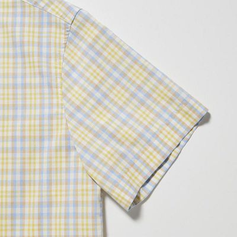 Camisas Uniqlo Cotton Checked Short-Sleeve Mujer Rosas | 21539_PE