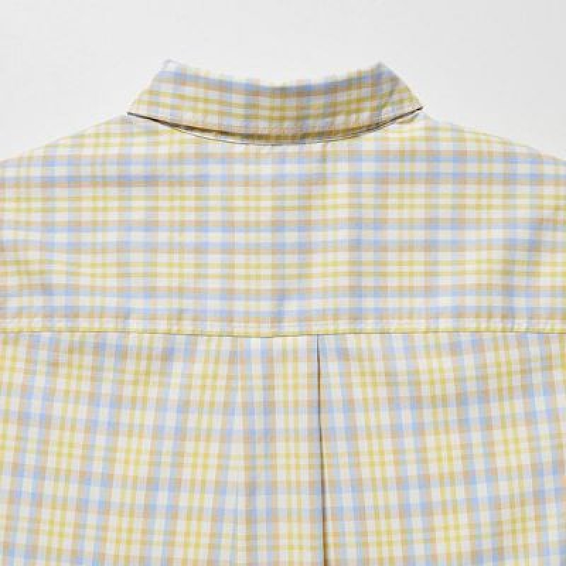 Camisas Uniqlo Cotton Checked Short-Sleeve Mujer Rosas | 21539_PE