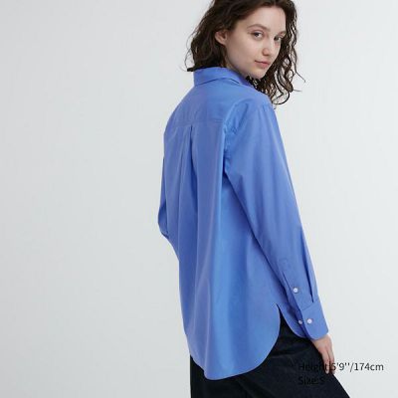 Camisas Uniqlo Cotton Long-Sleeve Mujer Blancas | 304518_PE