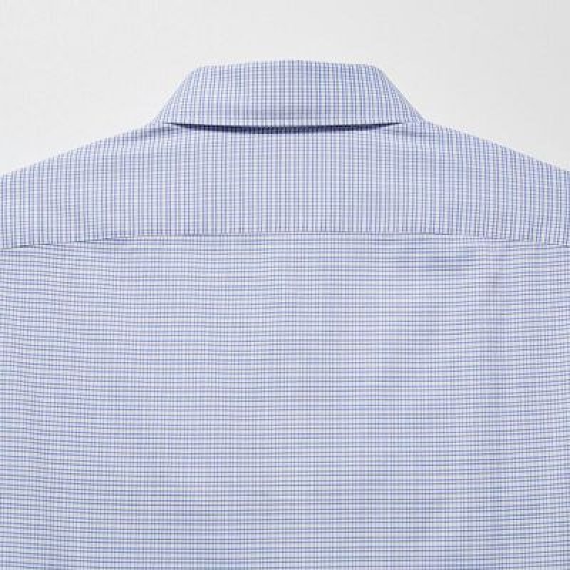 Camisas Uniqlo Easy Care Checked Stretch Slim-Fit Long-Sleeve Hombre Moradas | 687305_PE