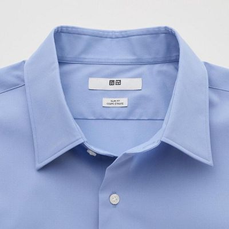 Camisas Uniqlo Easy Care Stretch Slim Fit Long-Sleeve Hombre Blancas | 912650_PE