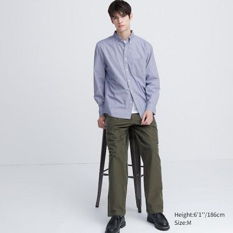 Camisas Uniqlo Extra Fine Cotton Broadcloth Checked Long-Sleeve Hombre Marrones | 706194_PE