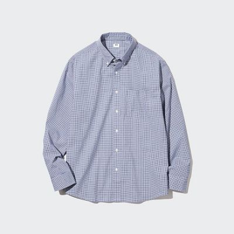 Camisas Uniqlo Extra Fine Cotton Broadcloth Checked Long-Sleeve Hombre Marrones | 706194_PE