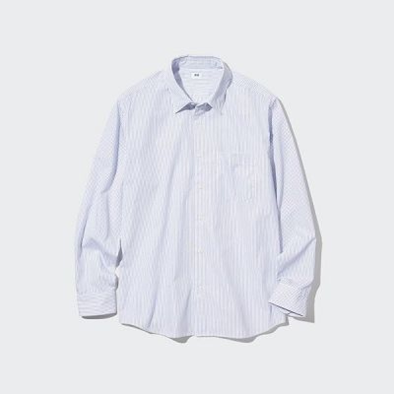 Camisas Uniqlo Extra Fine Cotton Broadcloth Long-Sleeve Hombre Blancas | 41692_PE