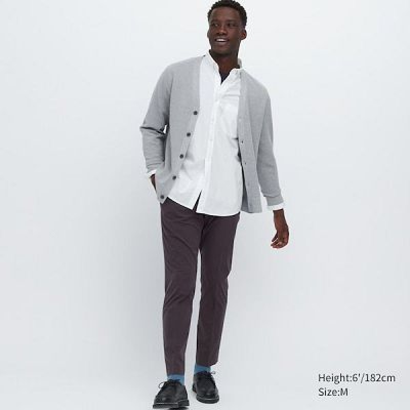 Camisas Uniqlo Extra Fine Cotton Broadcloth Dotted Long-Sleeve Hombre Blancas | 906872_PE