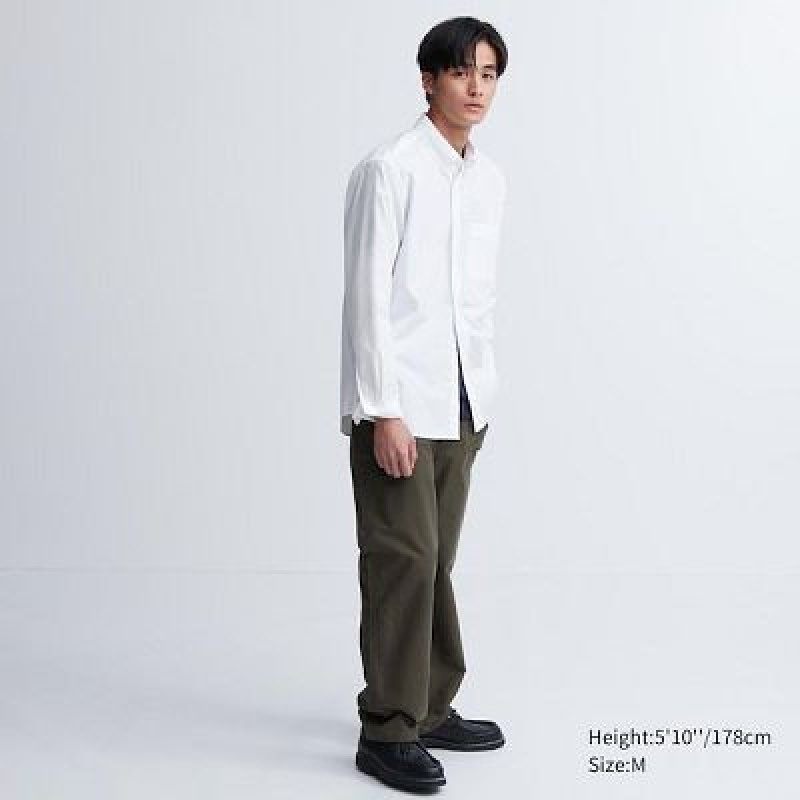 Camisas Uniqlo Extra Fine Cotton Broadcloth Long-Sleeve Hombre Blancas | 937501_PE