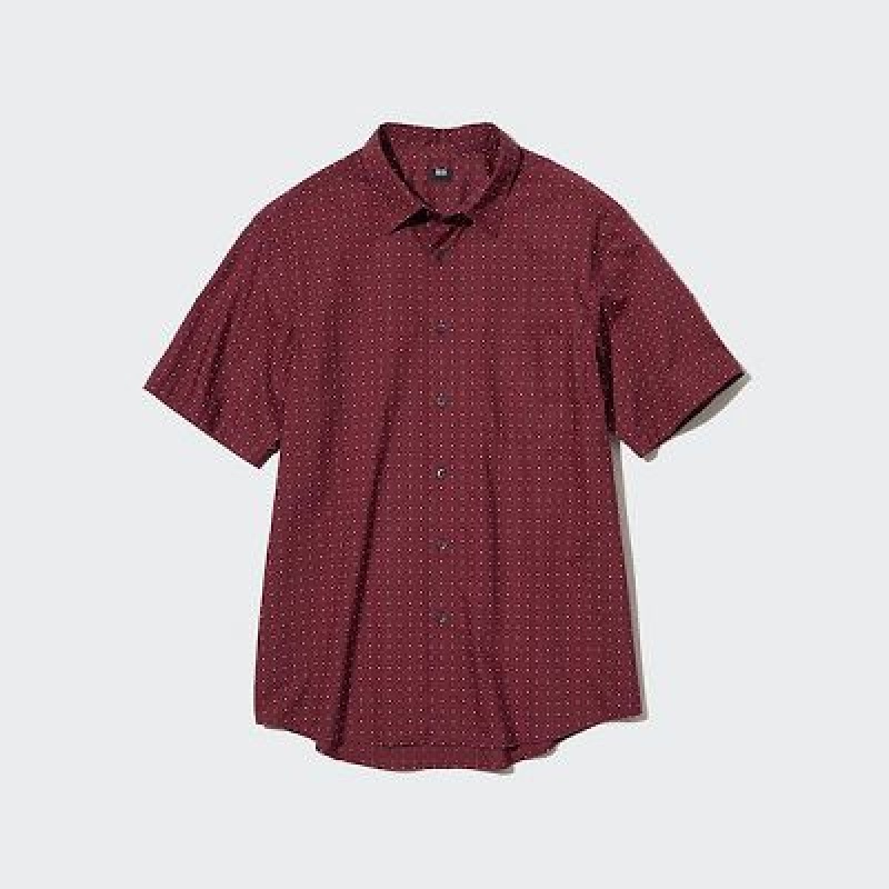 Camisas Uniqlo Extra Fine Cotton Short-Sleeve Hombre Wine | 376852_PE