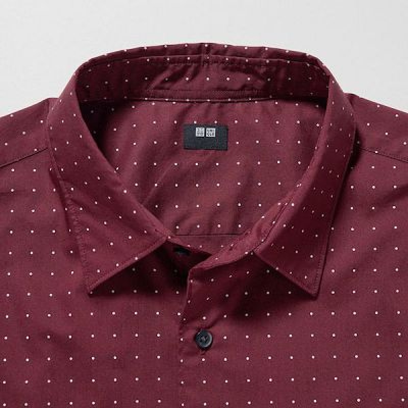 Camisas Uniqlo Extra Fine Cotton Short-Sleeve Hombre Wine | 376852_PE