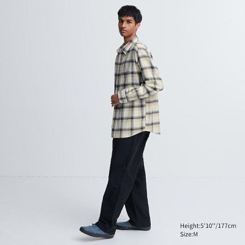 Camisas Uniqlo Flannel Checked Long-Sleeve Hombre Natural | 945632_PE