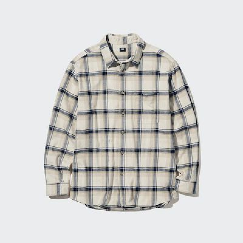 Camisas Uniqlo Flannel Checked Long-Sleeve Hombre Verde Oliva | 536987_PE