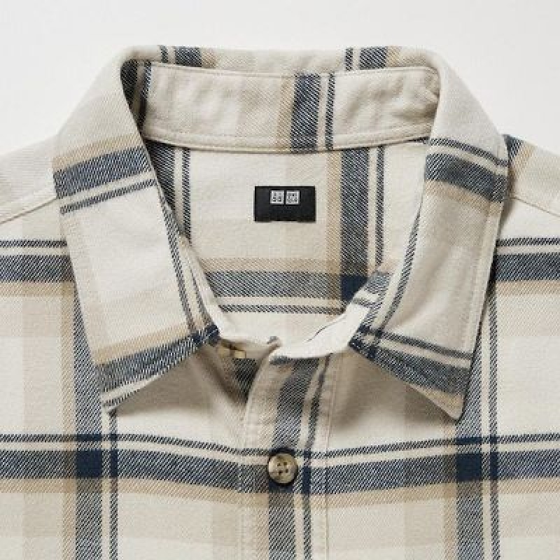 Camisas Uniqlo Flannel Checked Long-Sleeve Hombre Verde Oliva | 536987_PE