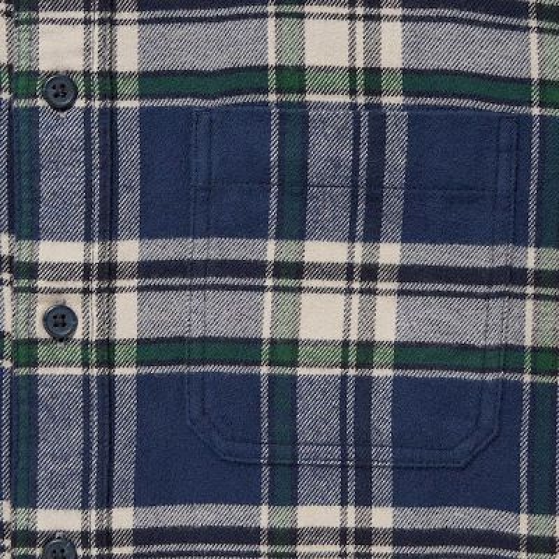 Camisas Uniqlo Flannel Checked Long-Sleeve Hombre Azules | 869043_PE