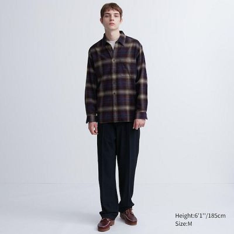 Camisas Uniqlo Flannel Checked Long-Sleeve Hombre Verde | 946053_PE