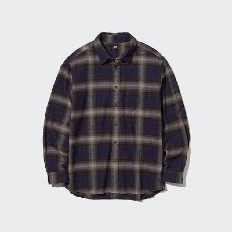 Camisas Uniqlo Flannel Checked Long-Sleeve Hombre Verde | 946053_PE