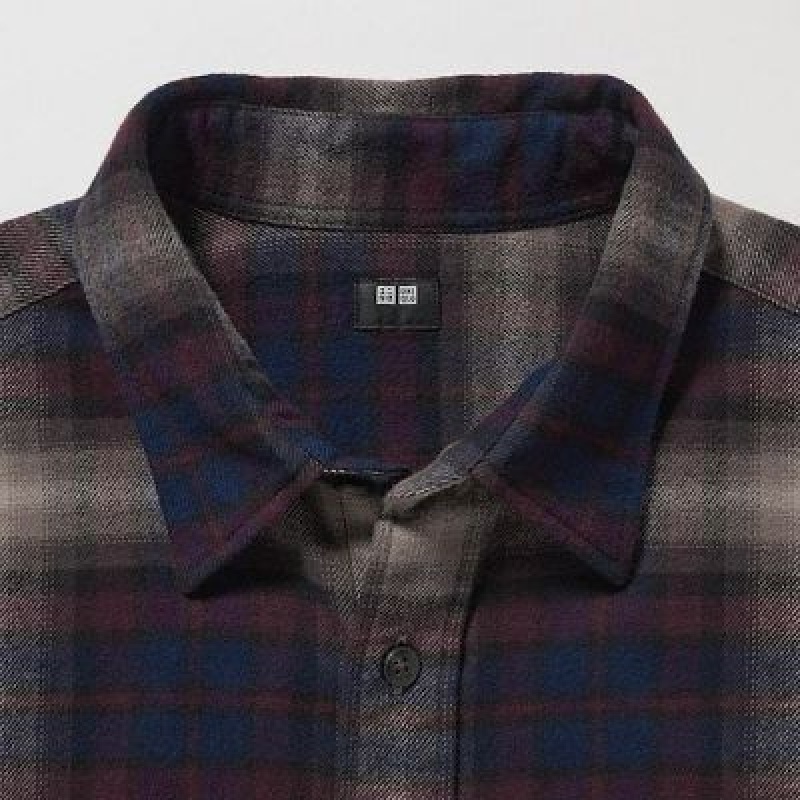 Camisas Uniqlo Flannel Checked Long-Sleeve Hombre Verde | 946053_PE