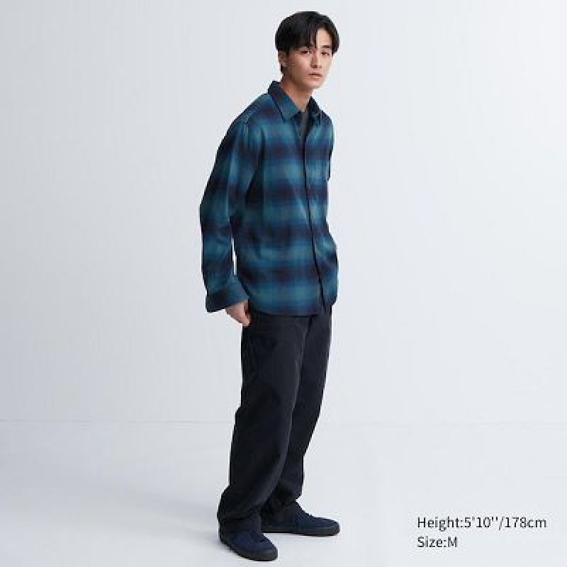 Camisas Uniqlo Flannel Checked Long-Sleeve Hombre Negras | 419672_PE