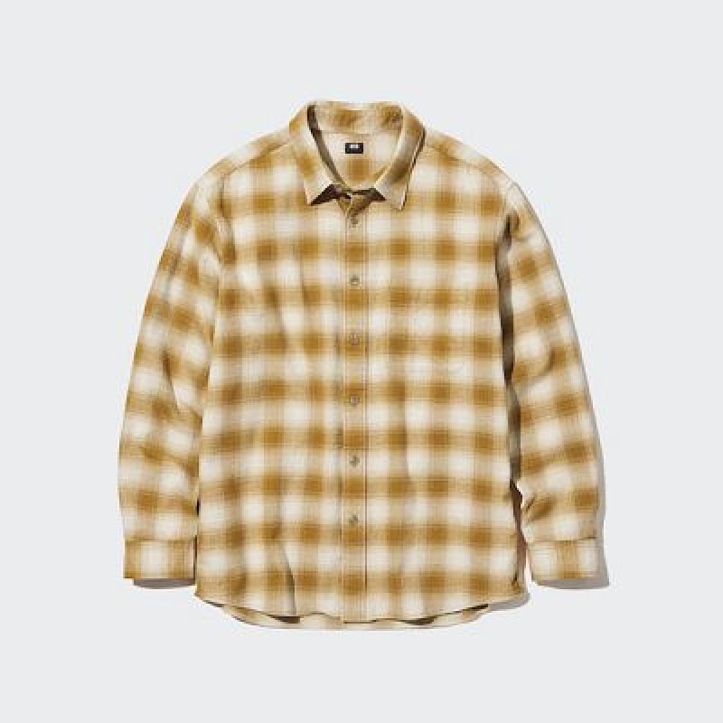 Camisas Uniqlo Flannel Checked Long-Sleeve Hombre Gris | 946315_PE