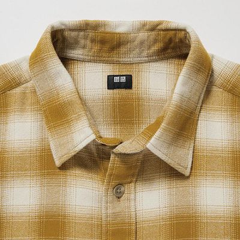 Camisas Uniqlo Flannel Checked Long-Sleeve Hombre Gris | 946315_PE