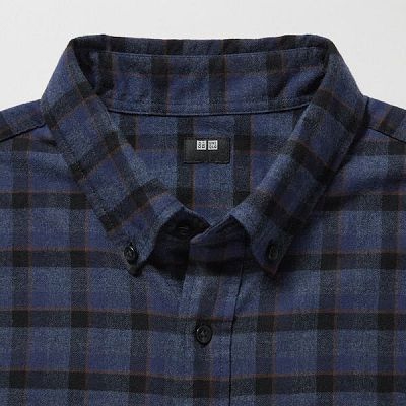 Camisas Uniqlo Flannel Checked Long-Sleeve Hombre Gris | 789043_PE