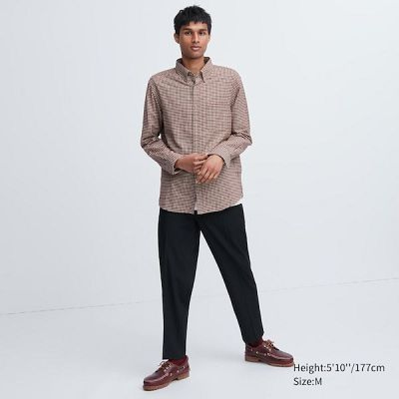 Camisas Uniqlo Flannel Checked Long-Sleeve Hombre Rojas | 561908_PE