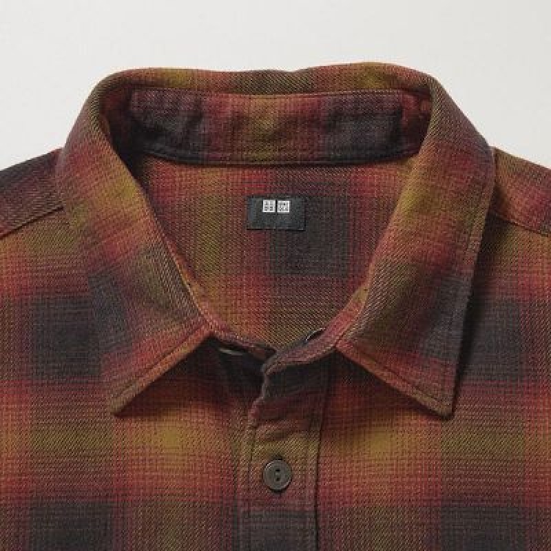 Camisas Uniqlo Flannel Checked Long-Sleeve Hombre Azules | 468132_PE