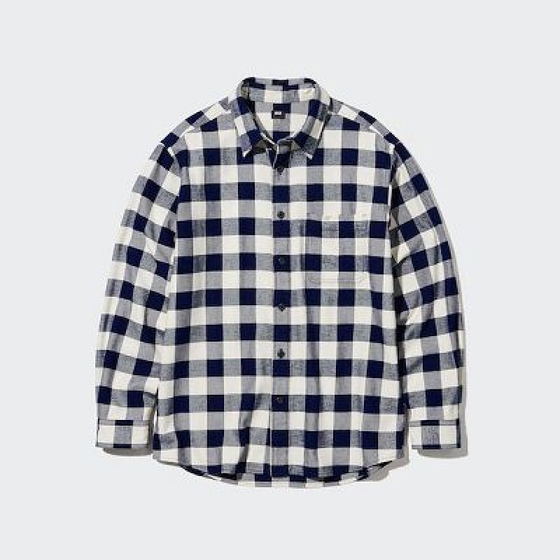 Camisas Uniqlo Flannel Checked Long-Sleeve Hombre Verde | 372945_PE