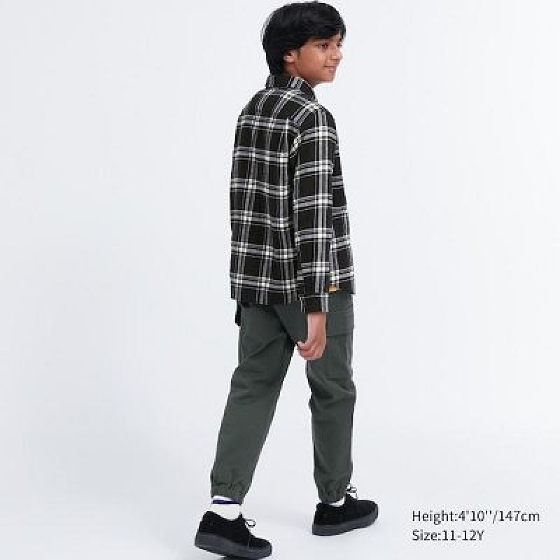 Camisas Uniqlo Flannel Checked Long-Sleeve Niños Negras | 287160_PE