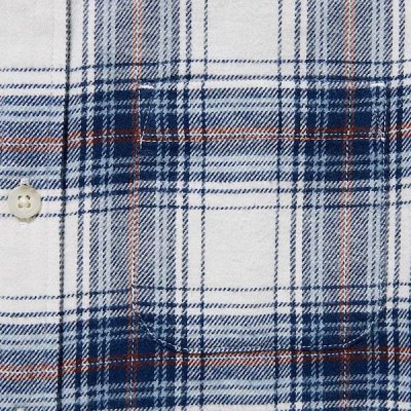 Camisas Uniqlo Flannel Checked Long-Sleeve Niños Blancas | 39628_PE