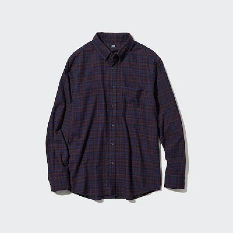 Camisas Uniqlo Flannel Checked Long Sleeve Hombre Verde | 85176_PE