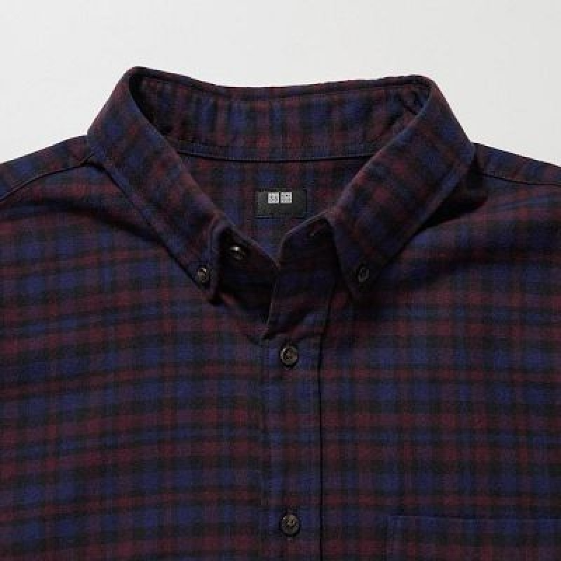 Camisas Uniqlo Flannel Checked Long Sleeve Hombre Verde | 85176_PE