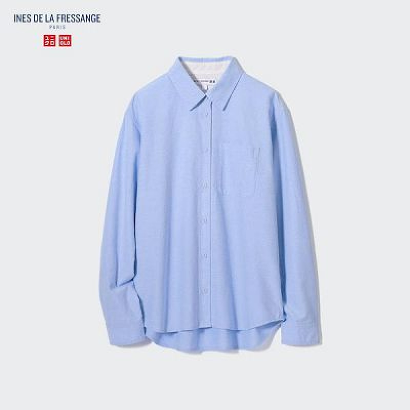 Camisas Uniqlo Oxford Long-Sleeve Mujer Azules | 71936_PE