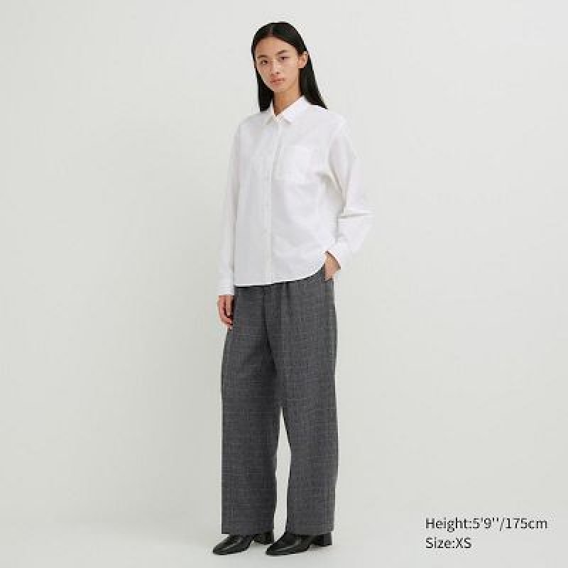 Camisas Uniqlo Oxford Long-Sleeve Mujer Blancas | 568921_PE