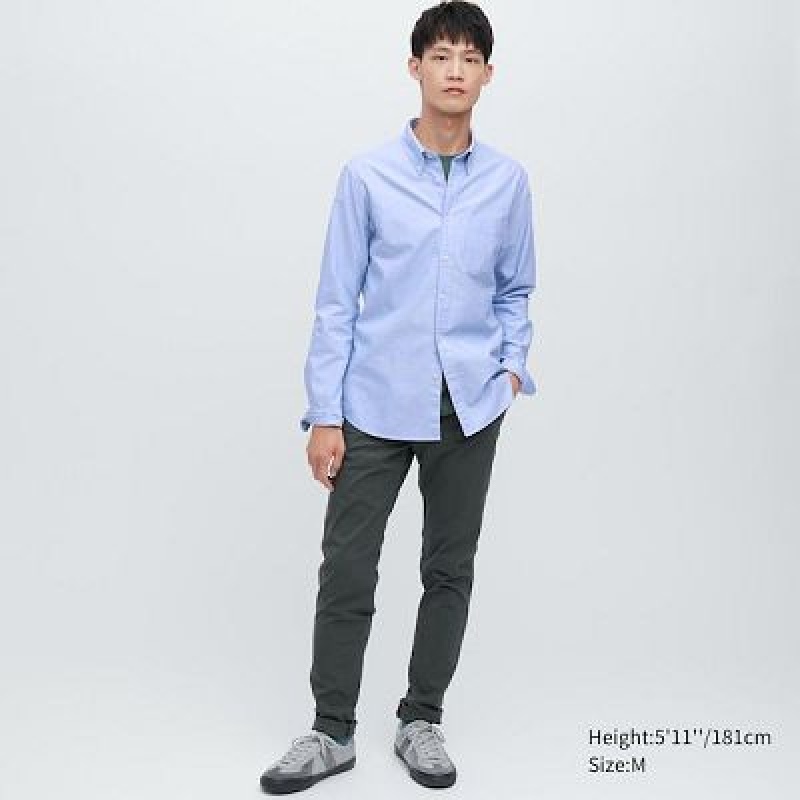 Camisas Uniqlo Oxford Slim-Fit Long-Sleeve Hombre Gris | 875036_PE