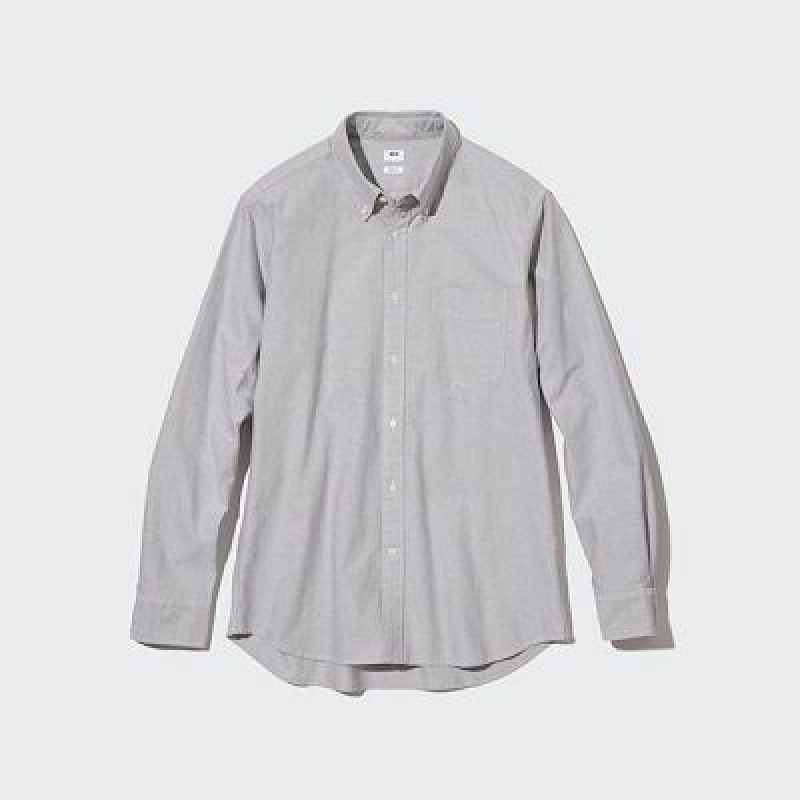 Camisas Uniqlo Oxford Slim-Fit Long-Sleeve Hombre Gris | 875036_PE