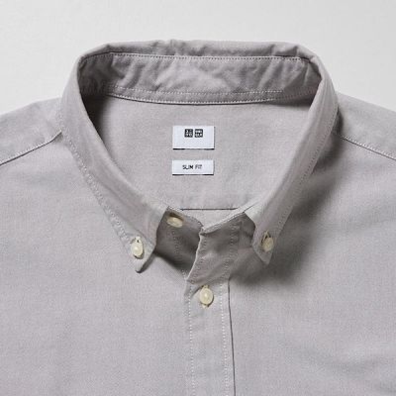 Camisas Uniqlo Oxford Slim-Fit Long-Sleeve Hombre Gris | 875036_PE