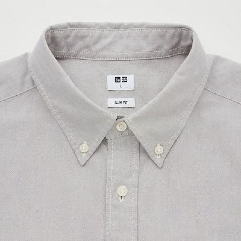 Camisas Uniqlo Oxford Slim-Fit Long-Sleeve Hombre Blancas | 534891_PE