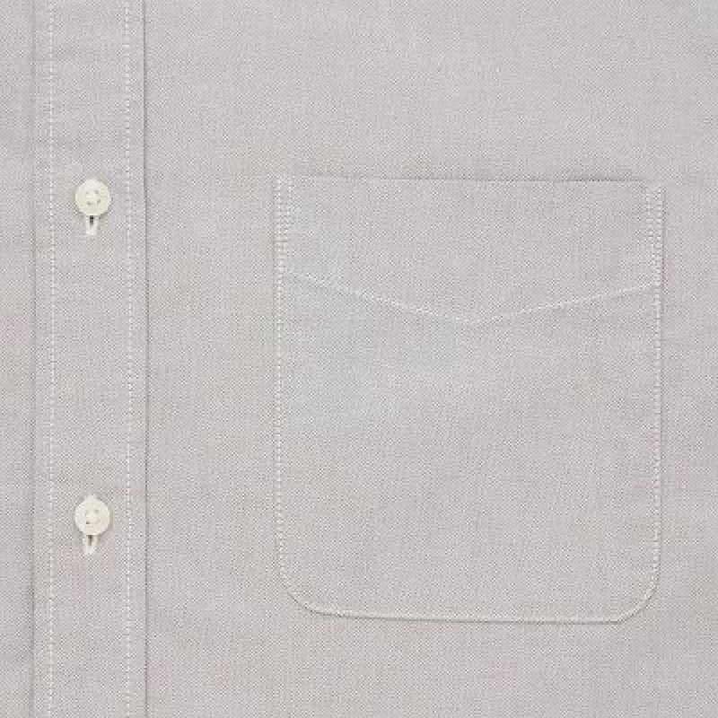 Camisas Uniqlo Oxford Slim-Fit Long-Sleeve Hombre Gris | 914302_PE