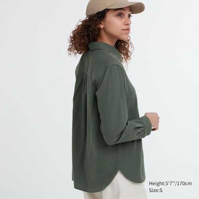 Camisas Uniqlo Soft Brushed Long-Sleeve Mujer Blancas | 987416_PE