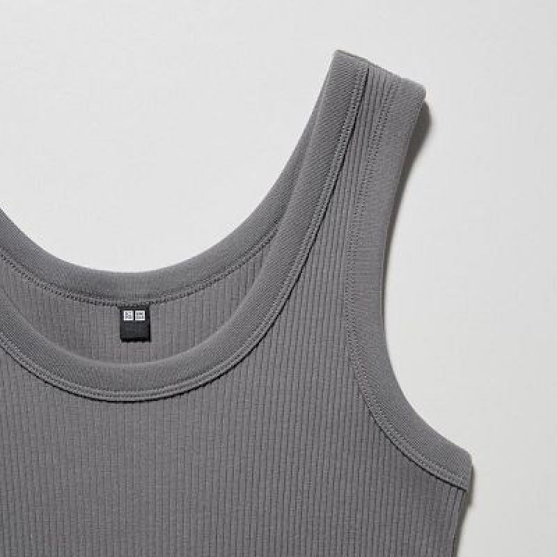 Camiseta Tirantes Uniqlo Acanalado Mujer Gris | 546830_PE