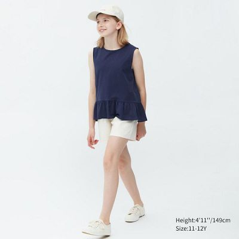 Camiseta Uniqlo AIRism Cotton Frill Sleeveless Niños Rosas | 971402_PE