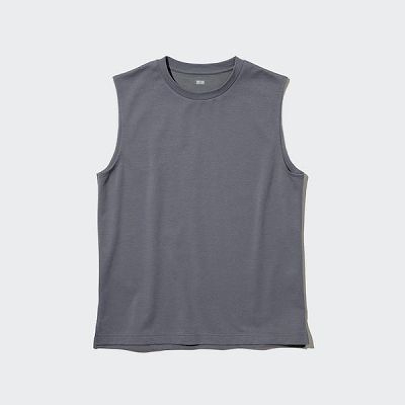 Camiseta Uniqlo AIRism Cotton Sleeveless Hombre Negras | 810563_PE