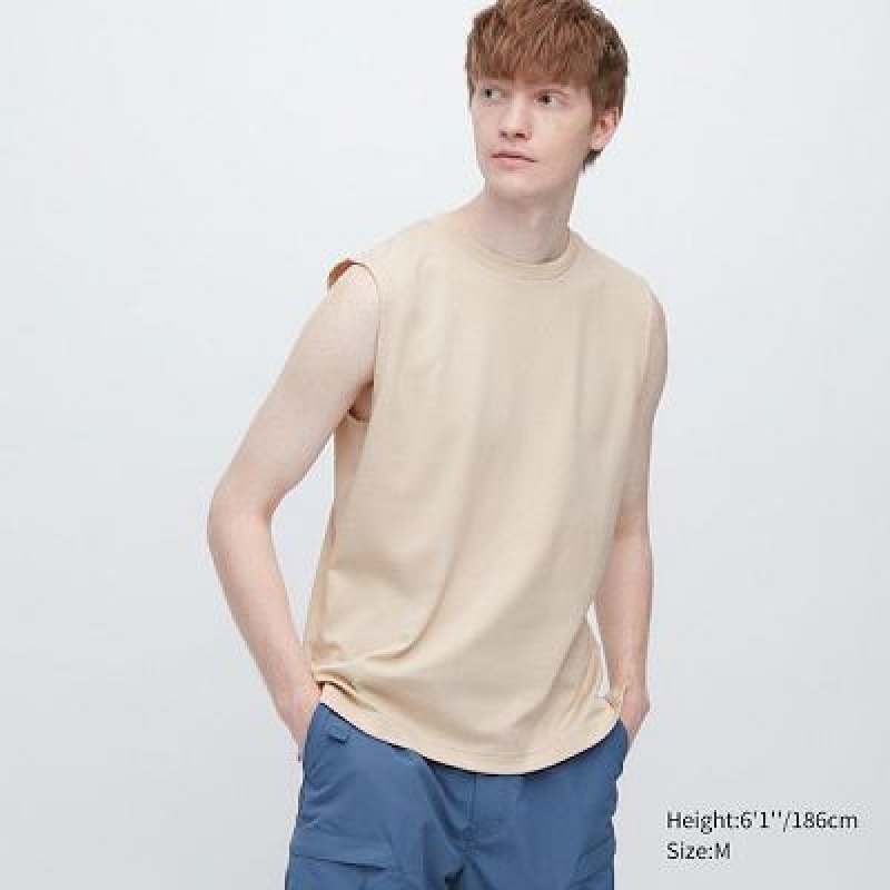 Camiseta Uniqlo AIRism Cotton Sleeveless Hombre Natural | 741593_PE