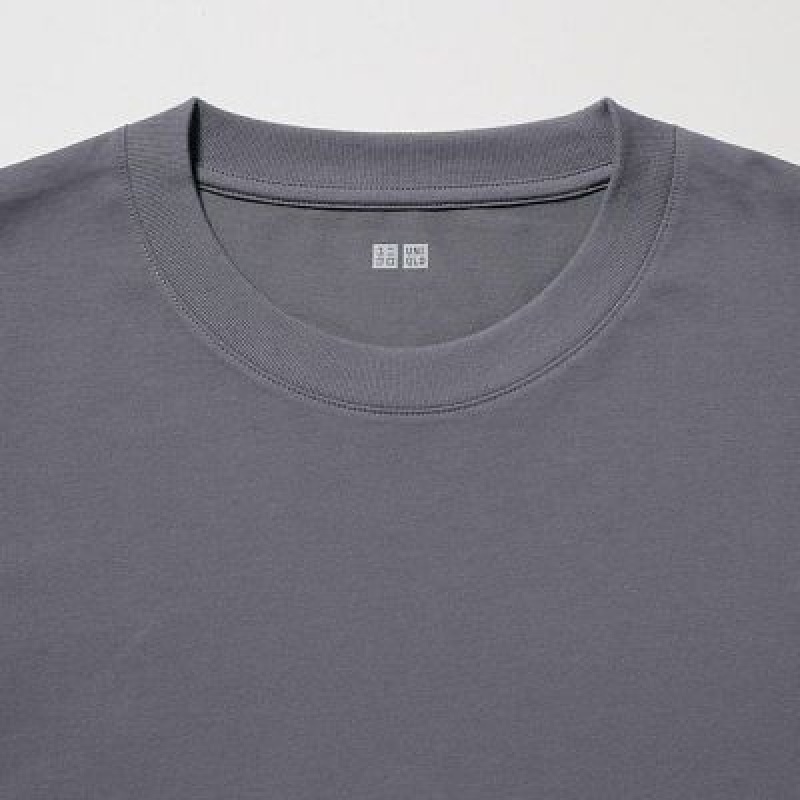 Camiseta Uniqlo AIRism Cotton UV Protection Crew Neck Hombre Gris | 527019_PE