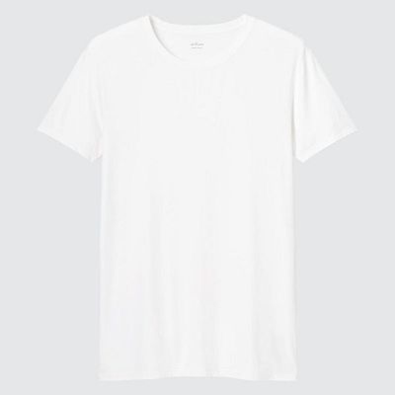 Camiseta Uniqlo AIRism Crew Neck Short-Sleeve Hombre Blancas | 375289_PE