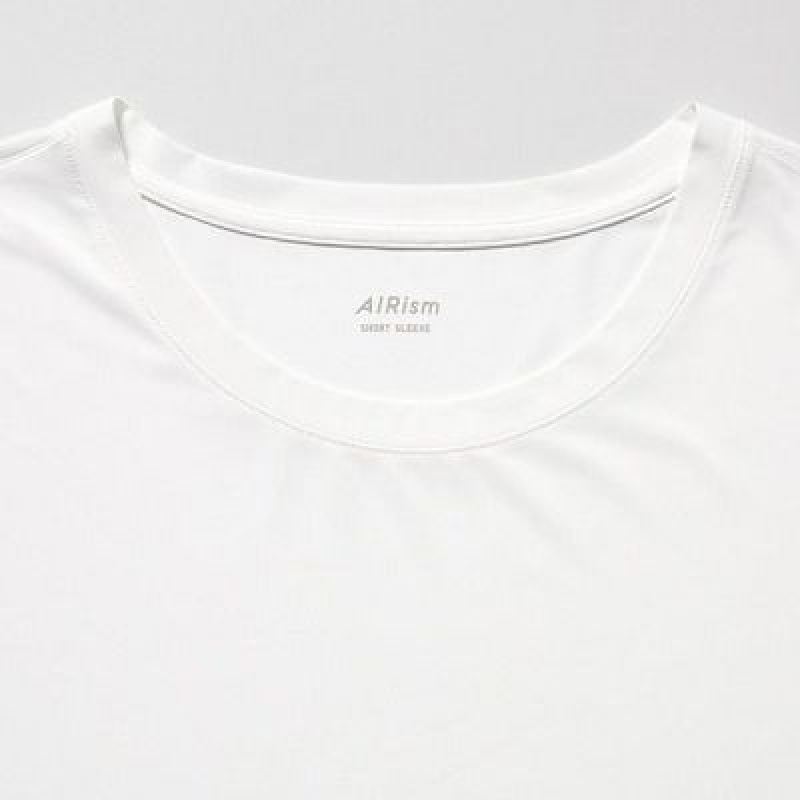 Camiseta Uniqlo AIRism Crew Neck Short-Sleeve Hombre Blancas | 375289_PE