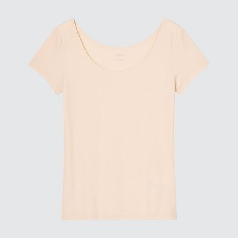 Camiseta Uniqlo AIRism Scoop Neck Short-Sleeve Mujer Blancas | 604298_PE