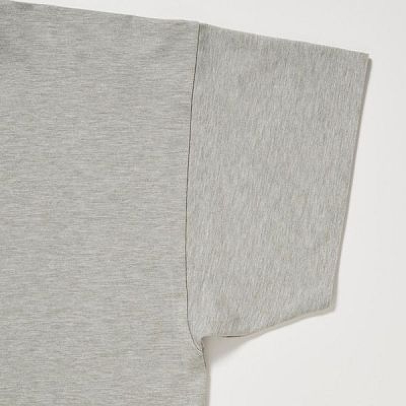 Camiseta Uniqlo AIRism Seamless Boat Neck Short-Sleeve Long Mujer Gris | 702639_PE