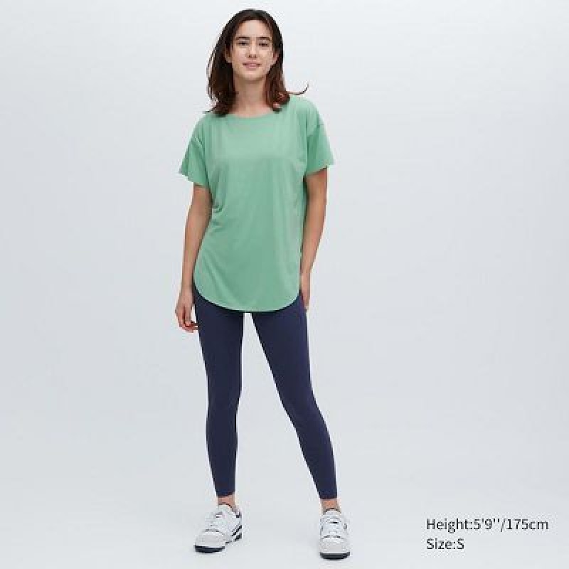 Camiseta Uniqlo AIRism Seamless Boat Neck Short-Sleeve Long Mujer Blancas | 219836_PE