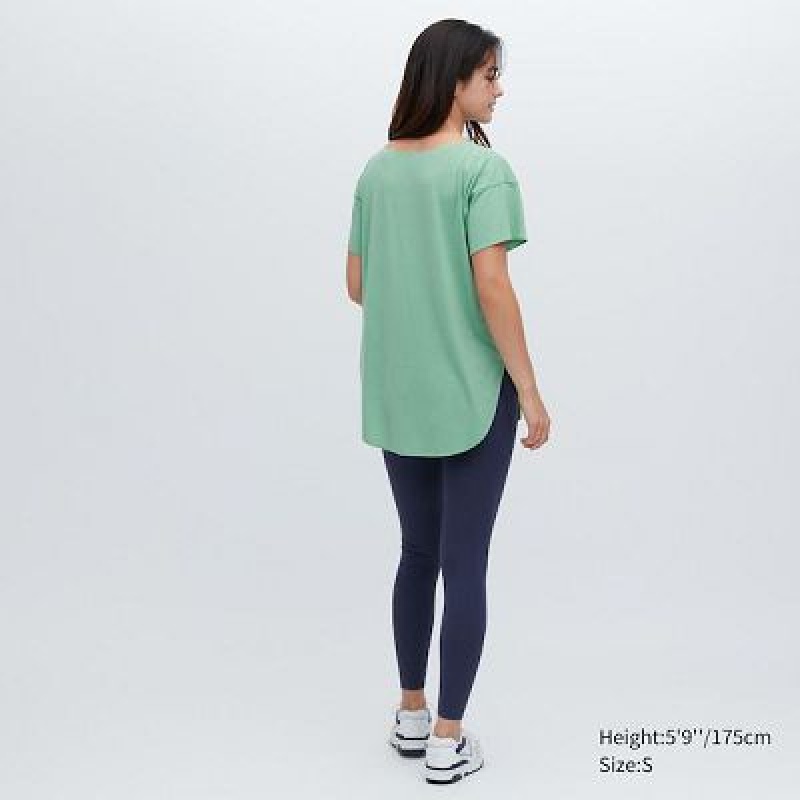 Camiseta Uniqlo AIRism Seamless Boat Neck Short-Sleeve Long Mujer Blancas | 219836_PE